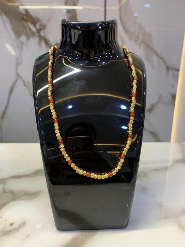 GOLD/RED BALL NECKLACE
